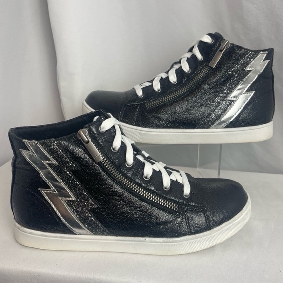 Nina “Cordelia” Hi-Top Girls Lightning Bolt Crackle Metallic Sneaker - Picture 3 of 12